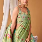 Redolent Green Banarasi Tissue Silk Saree With Forbearance Blouse Piece