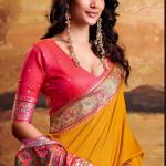 Skinny Yellow Patola Silk Saree with Luminous Blouse Piece