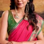 Gossamer Dark Pink Patola Silk Saree with Grandiose Blouse Piece