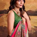Gossamer Dark Pink Patola Silk Saree with Grandiose Blouse Piece