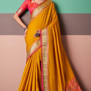 Exquisite Yellow Patola Silk Saree with Staring Blouse Piece