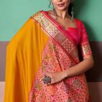 Exquisite Yellow Patola Silk Saree with Staring Blouse Piece