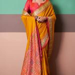 Exquisite Yellow Patola Silk Saree with Staring Blouse Piece