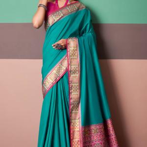Murmurous Firozi Patola Silk Saree with Mellifluous Blouse Piece