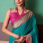 Murmurous Firozi Patola Silk Saree with Mellifluous Blouse Piece