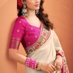 Resonant Beige Patola Silk Saree with Desultory Blouse Piece