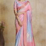 Dulcet Pink Soft Banarasi Silk Saree With Vibrant Blouse Piece