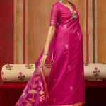 Evocative Dark Pink Pure Munga Cotton Silk Saree With Precious Blouse Piece
