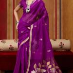 Skinny Purple Pure Munga Cotton Silk Saree With Sempiternal Blouse Piece