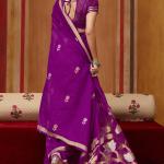 Skinny Purple Pure Munga Cotton Silk Saree With Sempiternal Blouse Piece