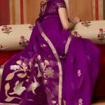 Skinny Purple Pure Munga Cotton Silk Saree With Sempiternal Blouse Piece