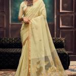 Enticing Beige Pure Munga Cotton Silk Saree With Tremendous Blouse Piece