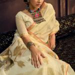 Enticing Beige Pure Munga Cotton Silk Saree With Tremendous Blouse Piece