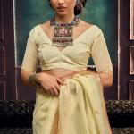 Enticing Beige Pure Munga Cotton Silk Saree With Tremendous Blouse Piece