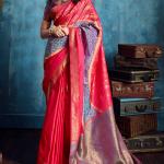 Profuse Red Soft Pochampally Silk Saree With Wonderful Blouse Piece