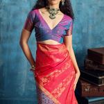 Profuse Red Soft Pochampally Silk Saree With Wonderful Blouse Piece