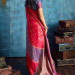 Profuse Red Soft Pochampally Silk Saree With Wonderful Blouse Piece