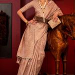 Eye-catching Beige Soft Banarasi Silk Saree With Stylish Blouse Piece