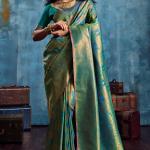 Pleasant Rama Kanjivaram Silk Saree With Stunning Blouse Piece