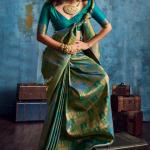 Pleasant Rama Kanjivaram Silk Saree With Stunning Blouse Piece