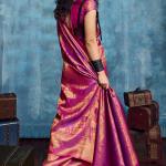 Pleasurable Purple Kanjivaram Silk Saree With Amiable Blouse Piece