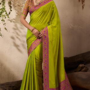 Prodigal Green Kanjivaram Silk Saree With Surpassing Blouse Piece