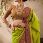 Prodigal Green Kanjivaram Silk Saree With Surpassing Blouse Piece