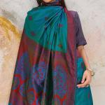 Eloquence Rama Kanjivaram Silk Saree With Divine Blouse Piece