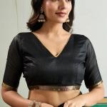 Unique Black Pure Zari Weaving Banarasi Tussar Silk Saree With Seraglio Blouse Piece