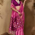 Epiphany Pink Pure Zari Weaving Banarasi Tussar Silk Saree With Beauteous Blouse Piece