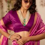Epiphany Pink Pure Zari Weaving Banarasi Tussar Silk Saree With Beauteous Blouse Piece