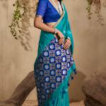 Preferable Firozi Pure Zari Weaving Banarasi Tussar Silk Saree With Enthralling Blouse Piece