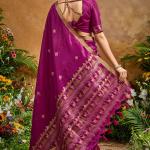 Ornate Purple Banarasi Tussar Silk Saree With Comely Blouse Piece