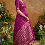 Ornate Purple Banarasi Tussar Silk Saree With Comely Blouse Piece