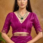 Ornate Purple Banarasi Tussar Silk Saree With Comely Blouse Piece