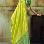 Ebullience Parrot Banarasi Handloom Silk Saree With Panoply Blouse Piece
