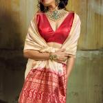 Seraphic Beige Banarasi Handloom Silk Saree With Flattering Blouse Piece