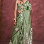Majesty Green Banarasi Satin Silk Saree With Marvellous Blouse
