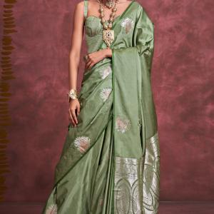 Majesty Green Banarasi Satin Silk Saree With Marvellous Blouse
