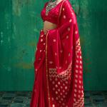 Felicitous Red Banarasi Satin Silk Saree With Engrossing Blouse