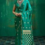 Surreptitious Sea Green Banarasi Satin Silk Saree With Confounding Blouse