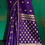 Pleasurable Purple Banarasi Satin Silk Saree With Delectable Blouse