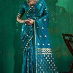 Glowing Rama Banarasi Satin Silk Saree With Prodigal Blouse
