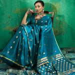 Glowing Rama Banarasi Satin Silk Saree With Prodigal Blouse
