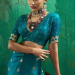 Glowing Rama Banarasi Satin Silk Saree With Prodigal Blouse