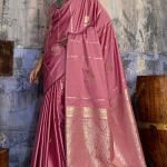 Tantalizing Pink Banarasi Satin Silk Saree With Snazzy Blouse