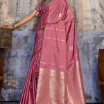 Tantalizing Pink Banarasi Satin Silk Saree With Snazzy Blouse