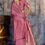 Tantalizing Pink Banarasi Satin Silk Saree With Snazzy Blouse
