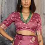 Tantalizing Pink Banarasi Satin Silk Saree With Snazzy Blouse