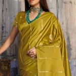 Supernal Mustard Banarasi Satin Silk Saree With Forbearance Blouse